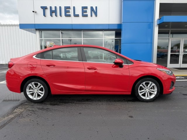 2019 Chevrolet Cruze LT in Red Hot — front three-quarter view